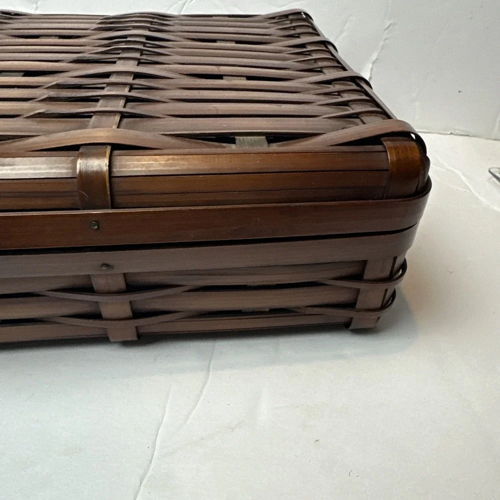Vintage Bamboo Suitcase Style Basket MCM 10x7x3 Approximate No Handle